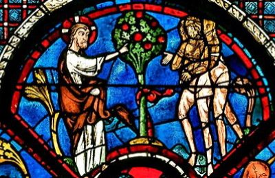 Adam und Eva im Garten Eden - Fester aus Chartres