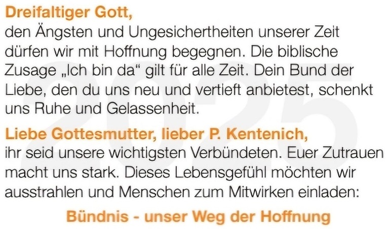 Jahresgebet der österr. Schönstattbewegung 2025/26 Jahresgebet der österr. Schönstattbewegung 2025/26